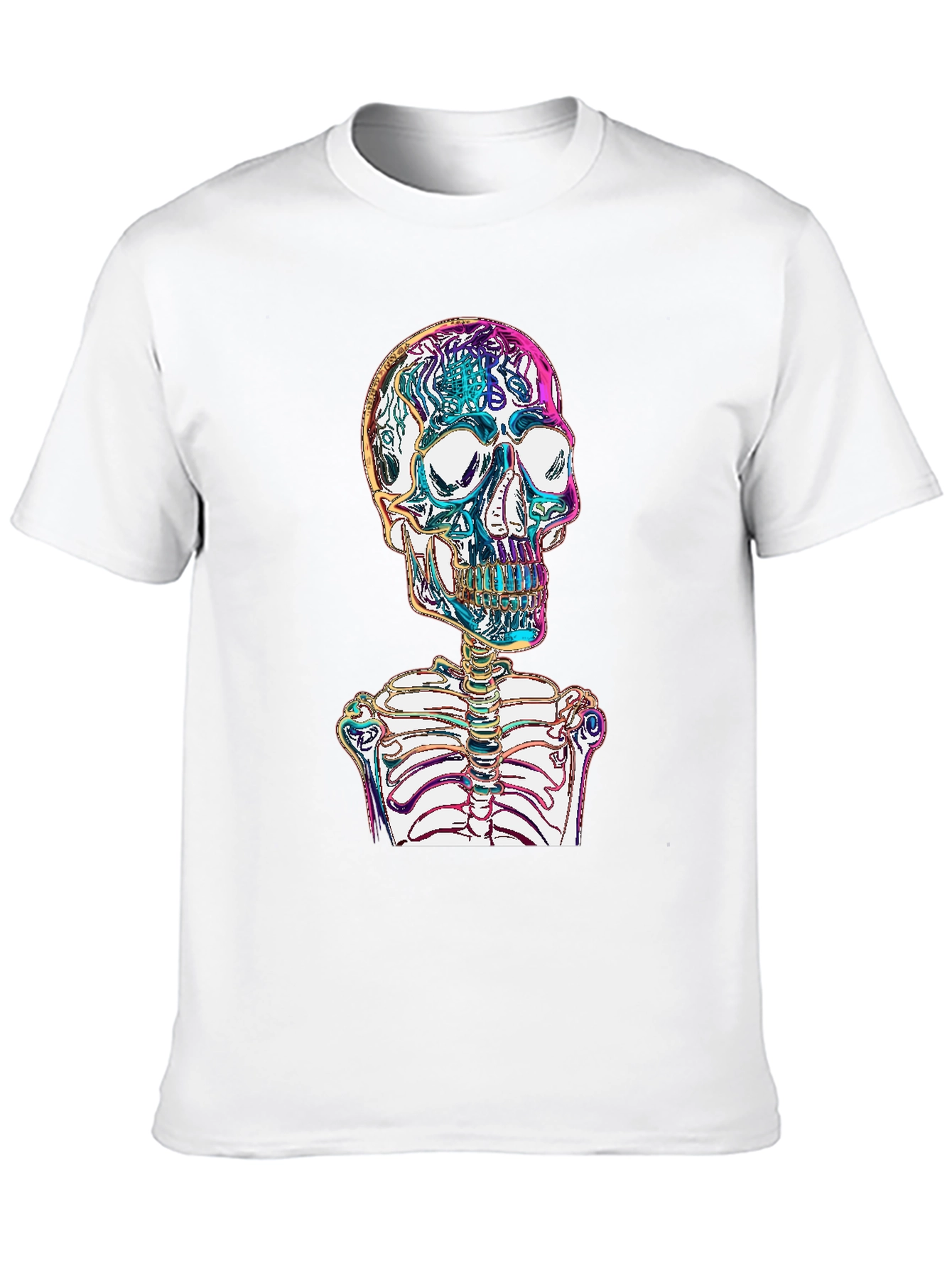 Vibrant Skull & Ribcage Graphic Print T-Shirt