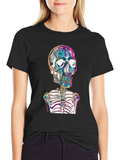 Vibrant Skull & Ribcage Graphic Print T-Shirt