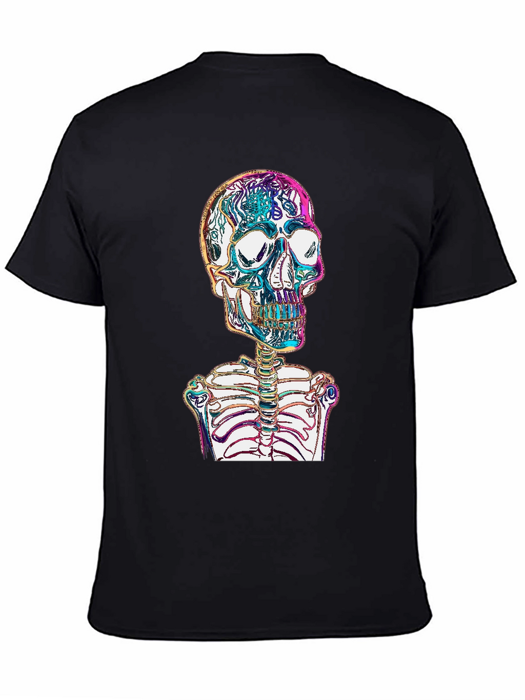 Vibrant Skull & Ribcage Graphic Print T-Shirt