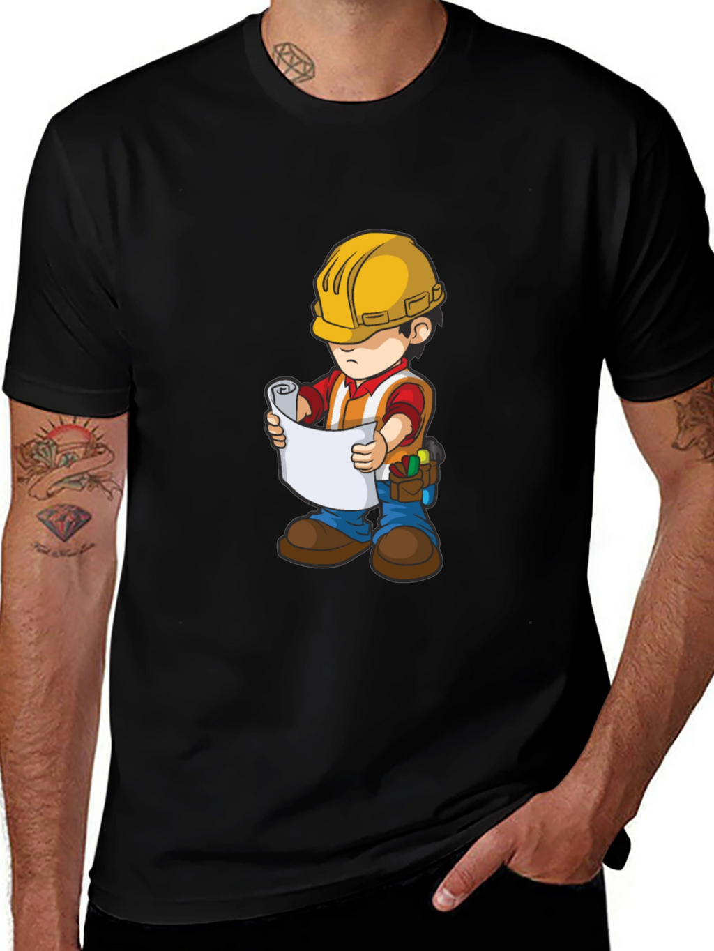 Cartoon Construction Worker T-Shirt