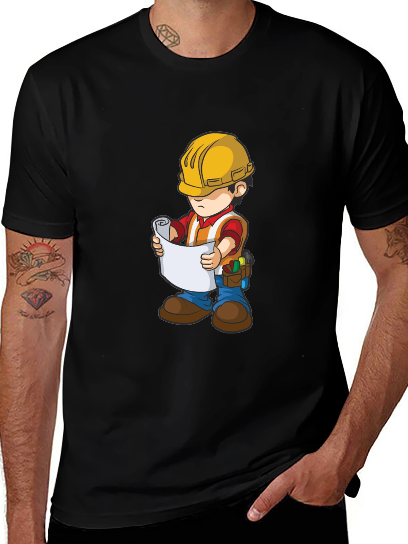 Cartoon Construction Worker T-Shirt