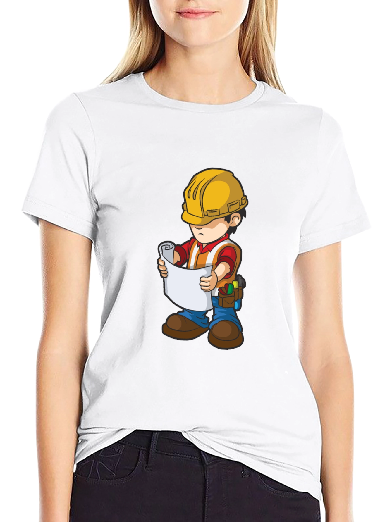Cartoon Construction Worker T-Shirt