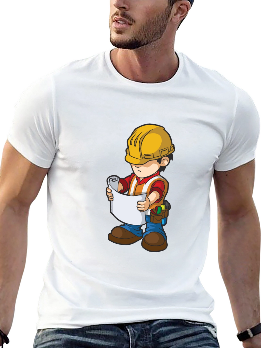 Cartoon Construction Worker T-Shirt