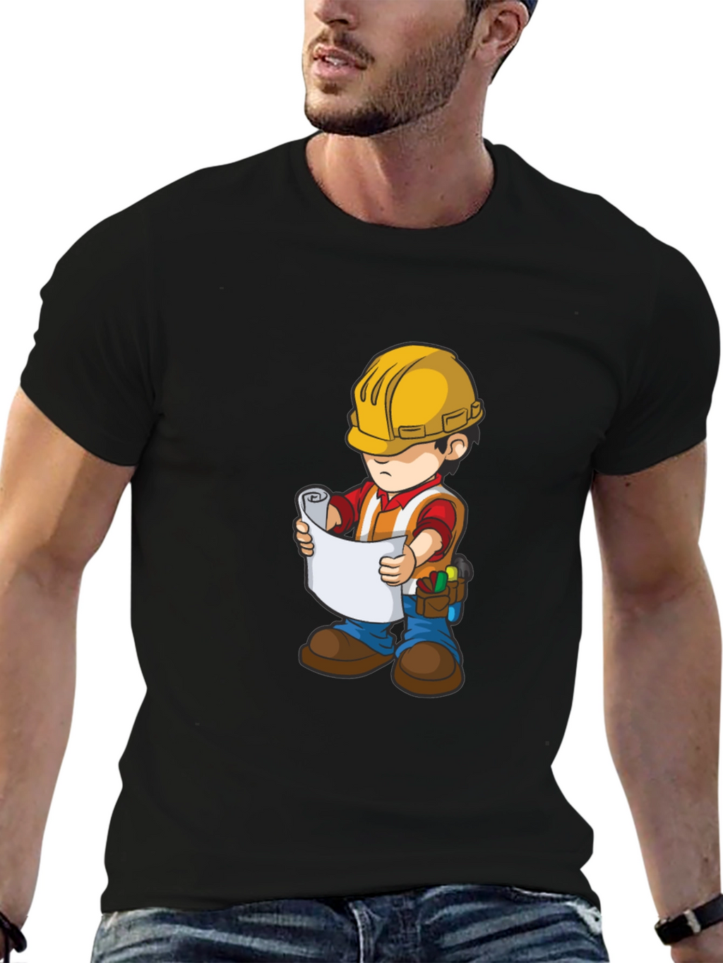 Cartoon Construction Worker T-Shirt