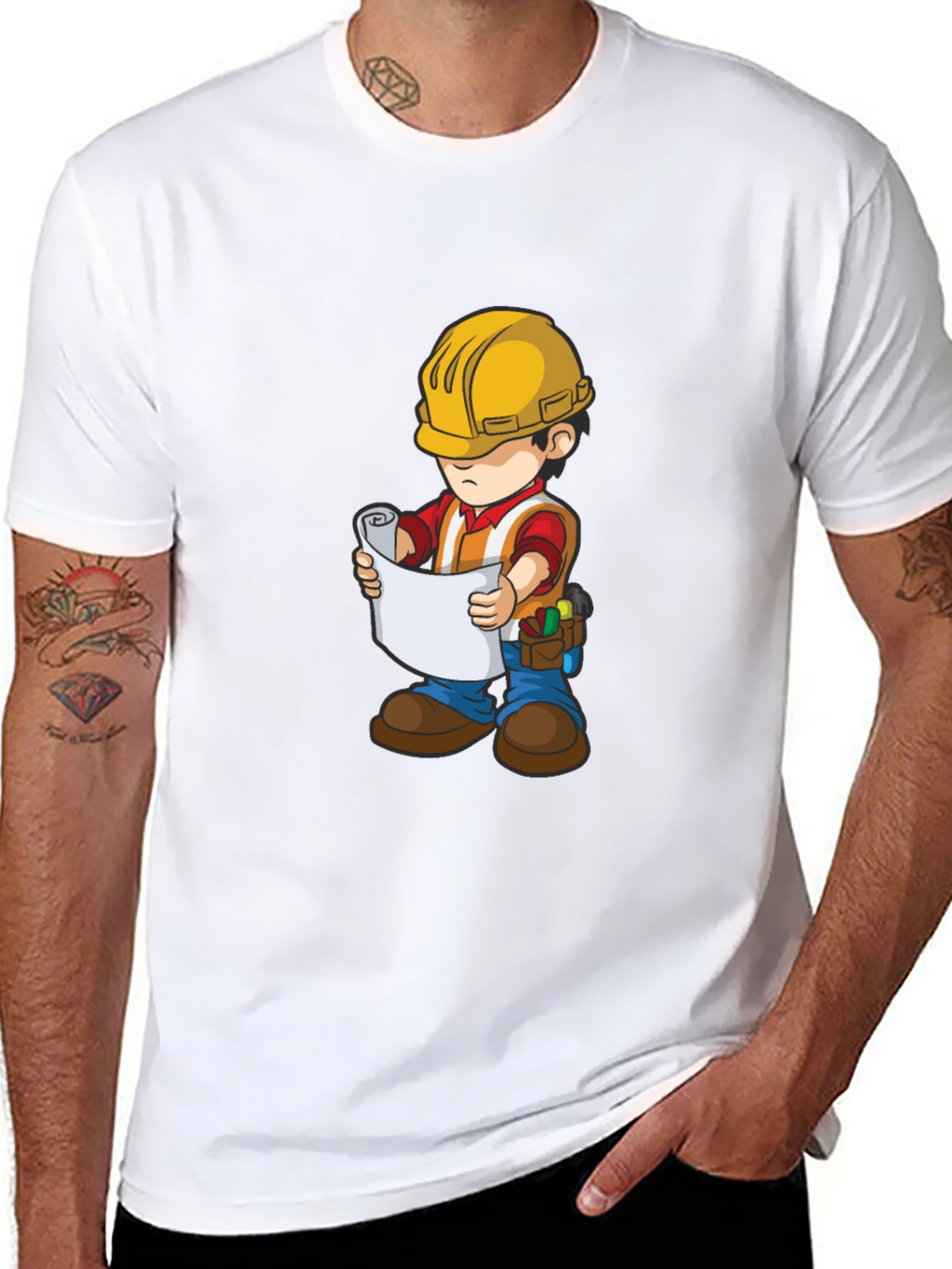 Cartoon Construction Worker T-Shirt