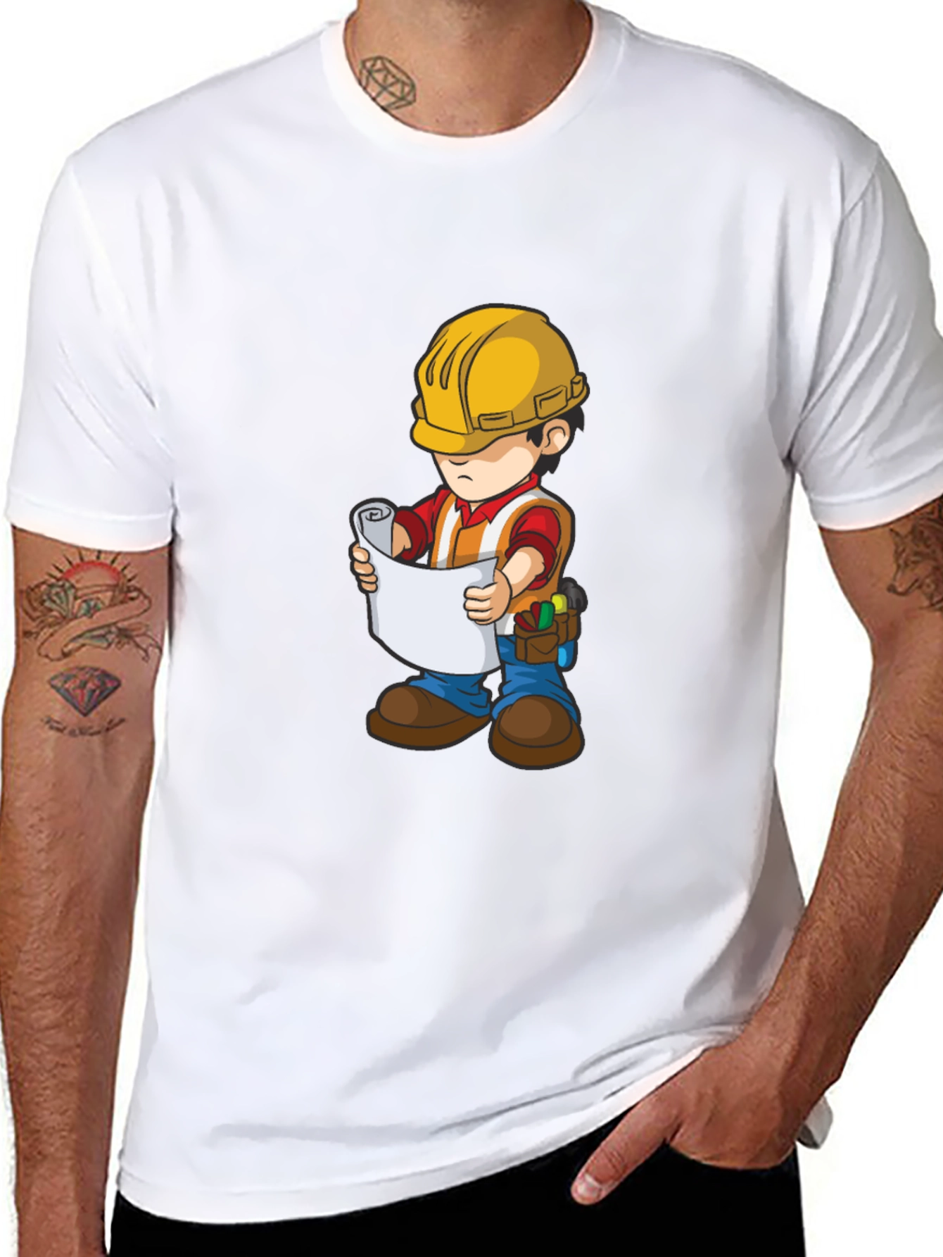 Cartoon Construction Worker T-Shirt