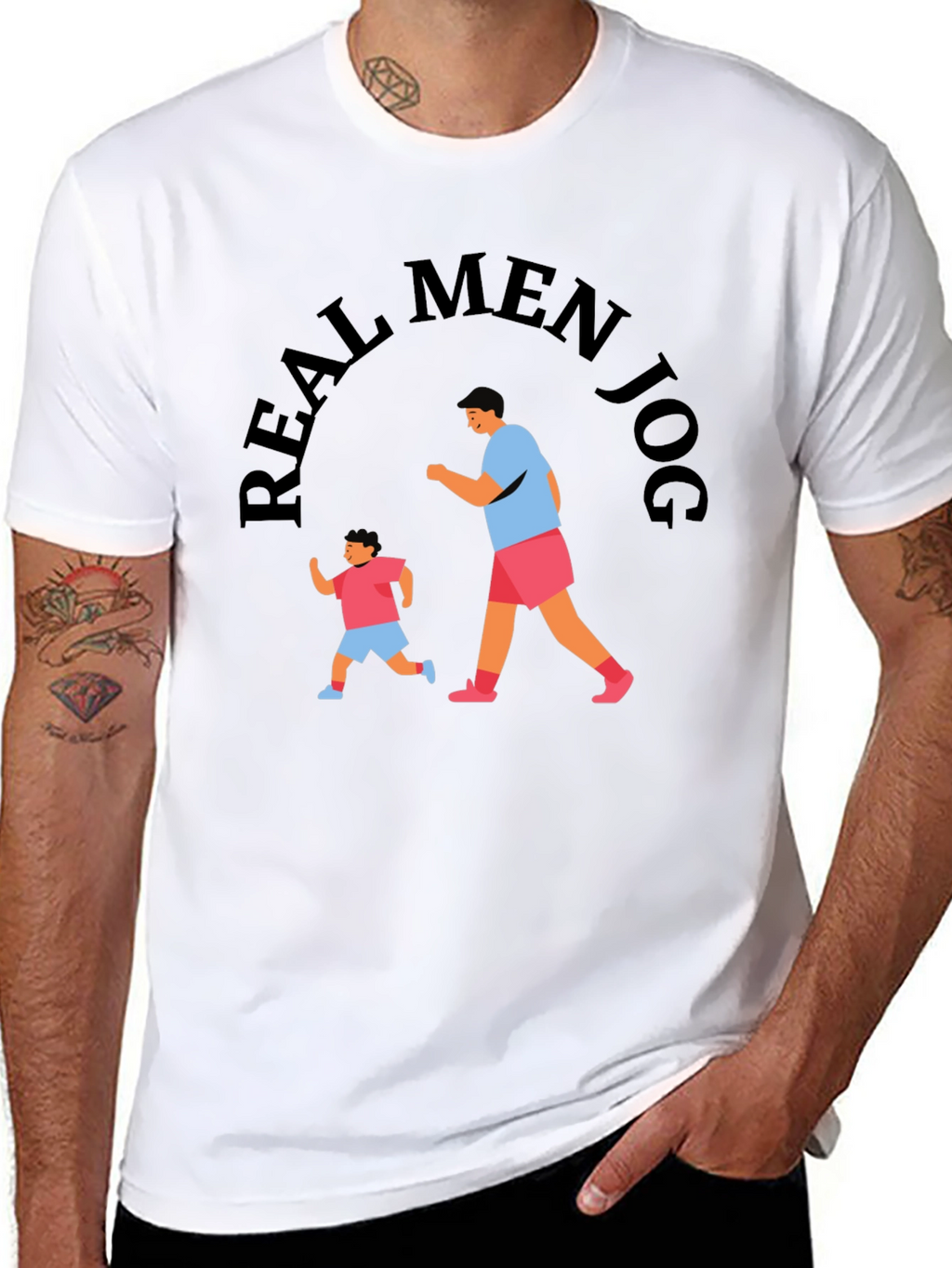 Real Men Jog Black Graphic Tee