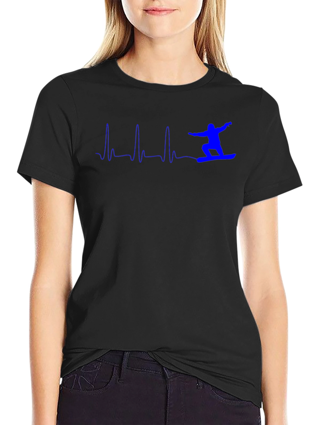 Snowboarding Heartbeat T-Shirt - Black