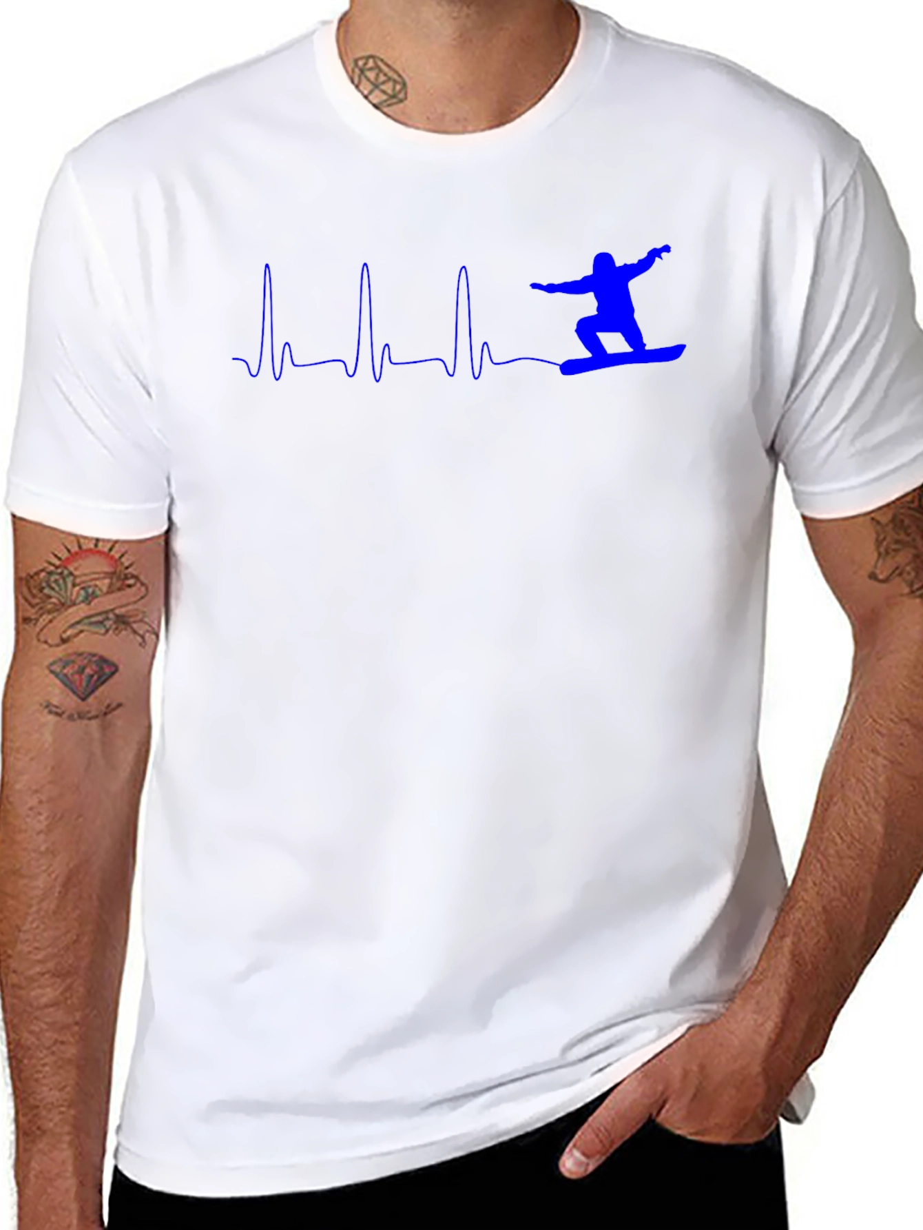 Snowboarding Heartbeat T-Shirt - Black