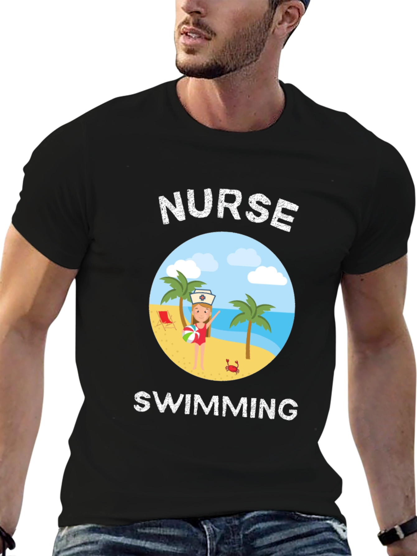 Nurse Swimming Graphic T-Shirt - Summer Vacation Tee