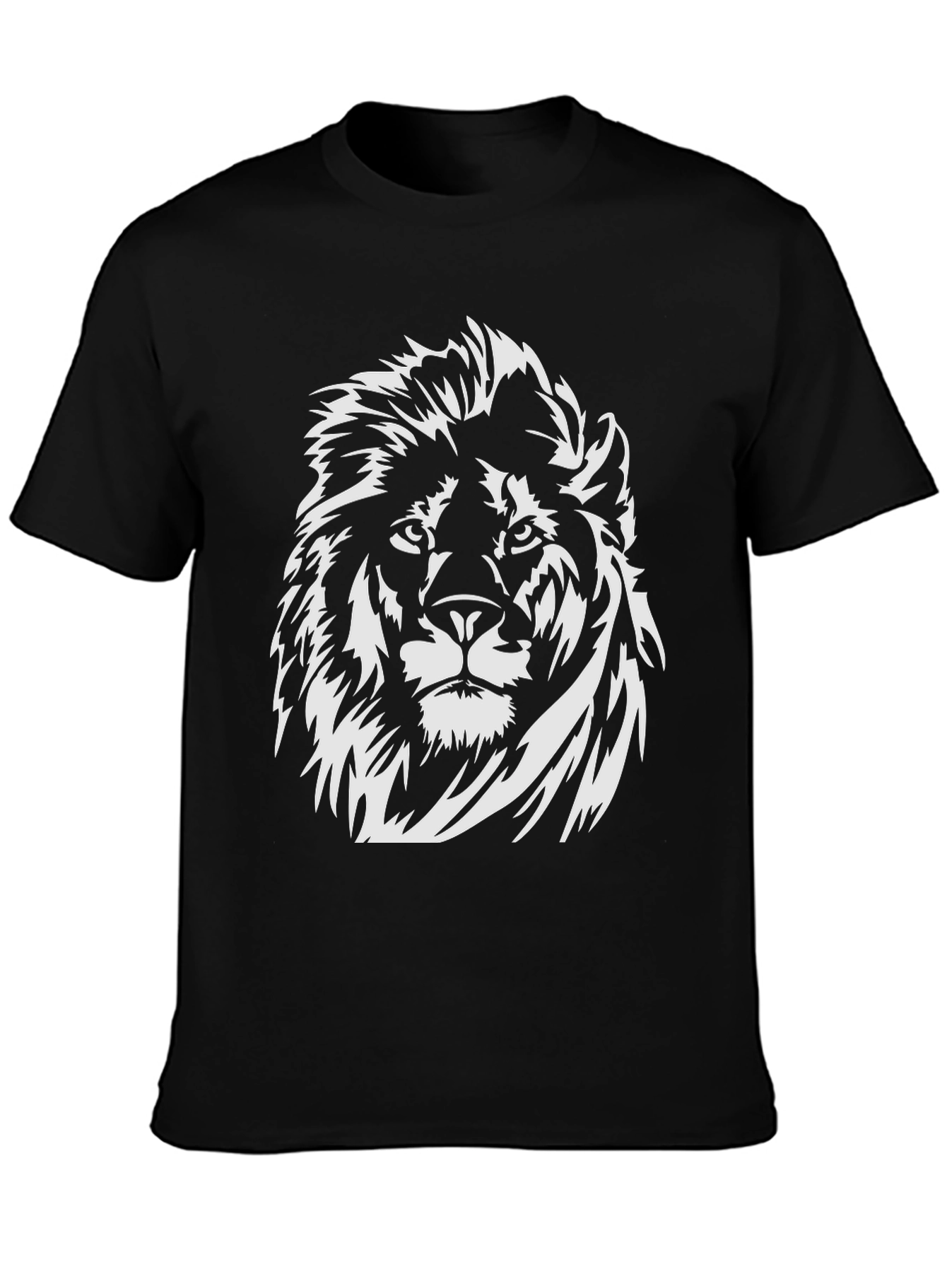 Lion Graphic Tee - Black Cotton Crew Neck T-Shirt