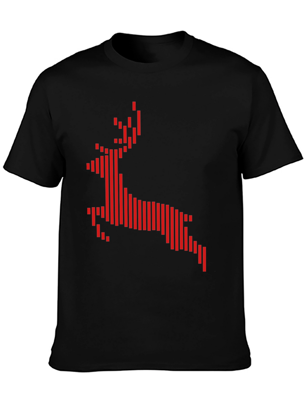 Geometric Reindeer Graphic Tee - Black