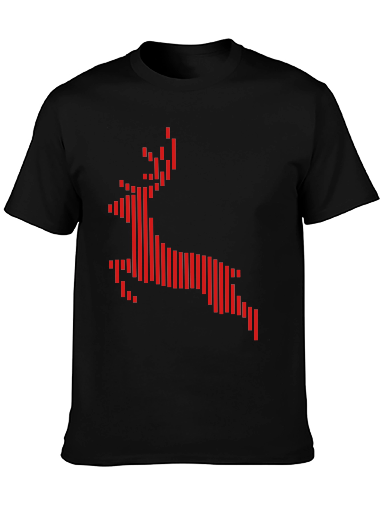 Geometric Reindeer Graphic Tee - Black