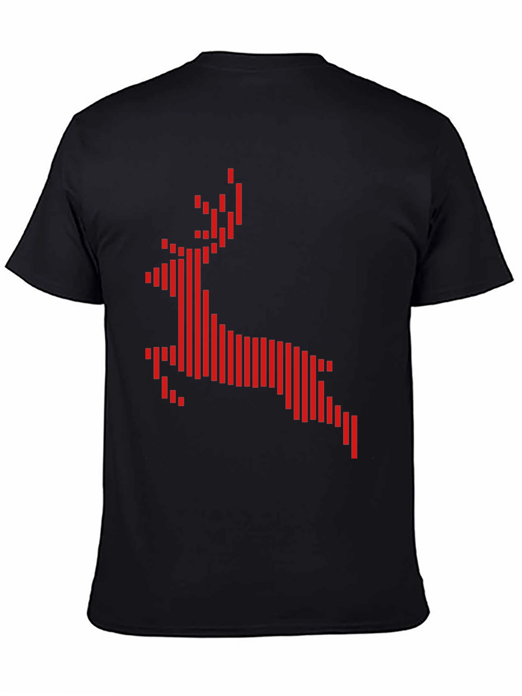 Geometric Reindeer Graphic Tee - Black
