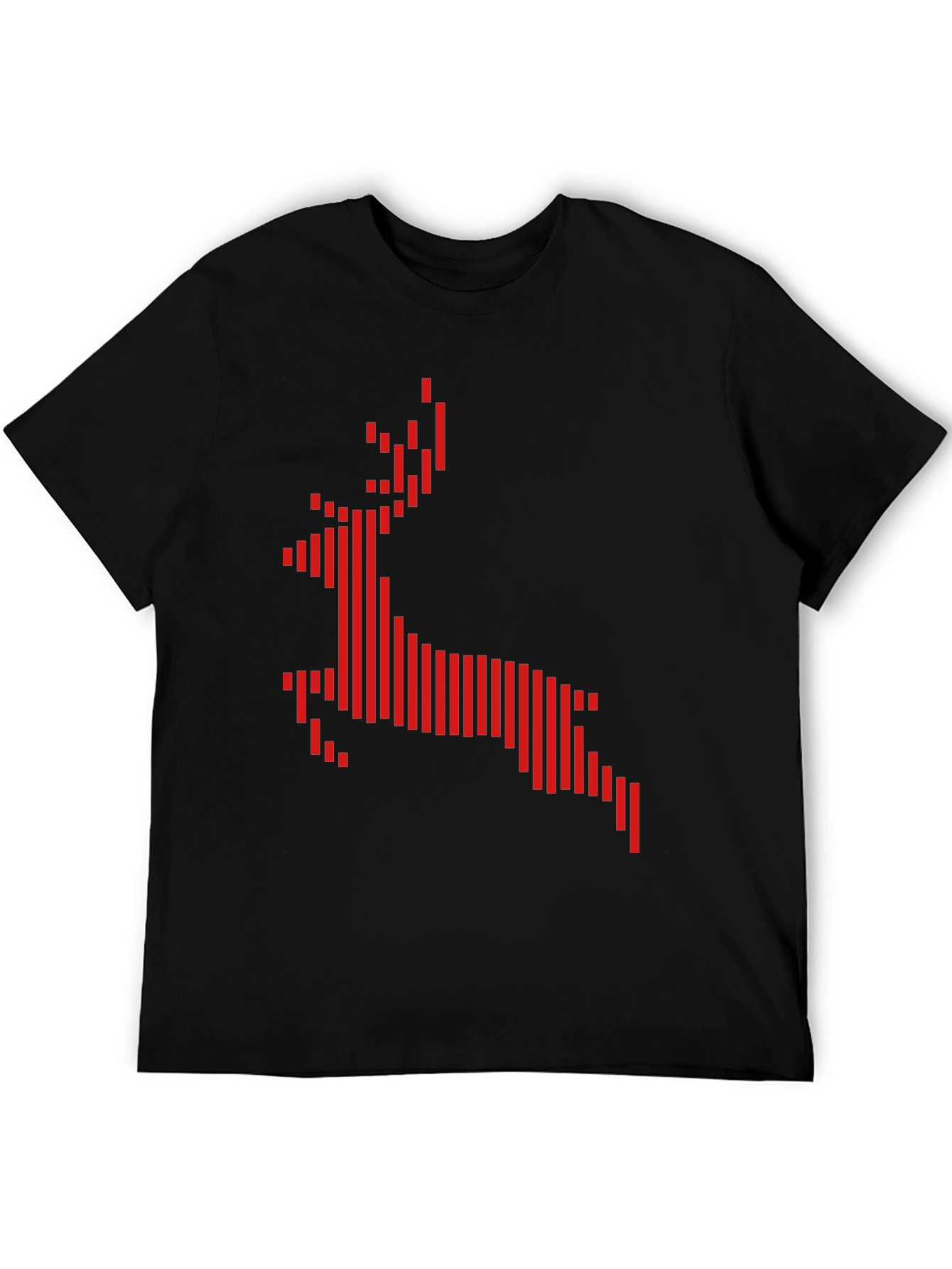 Geometric Reindeer Graphic Tee - Black