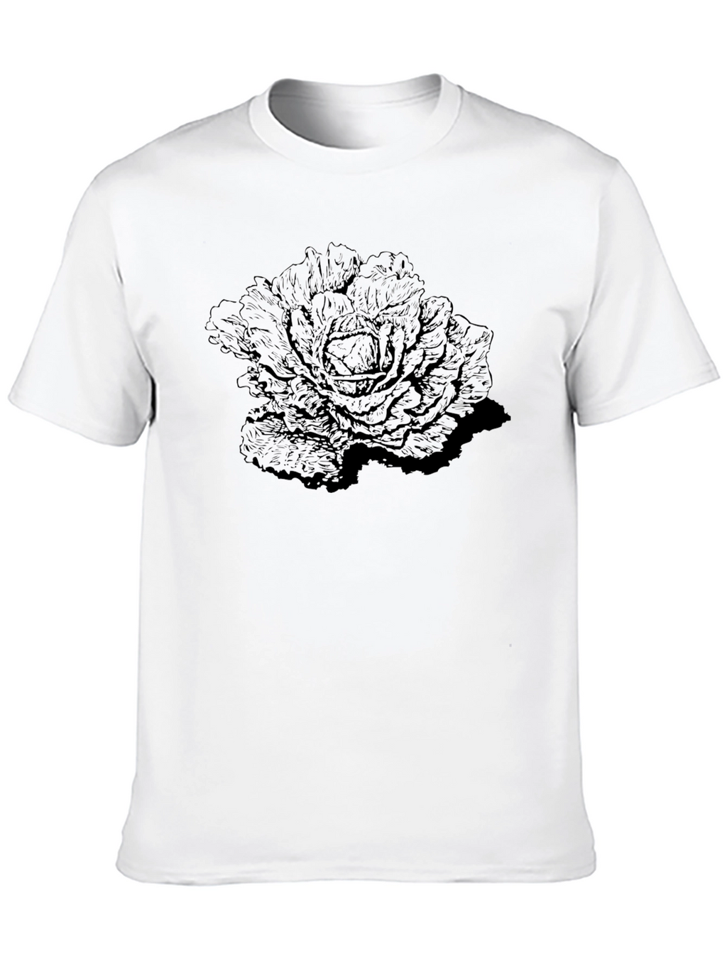 Unique Cabbage Graphic Black T-Shirt