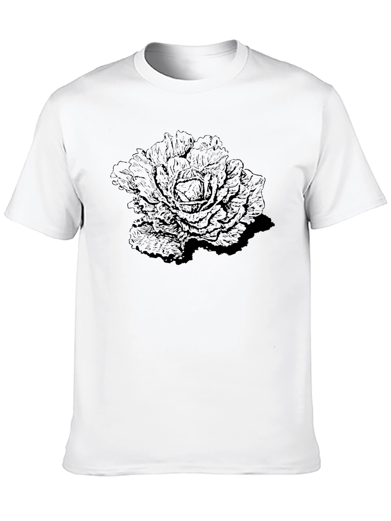 Unique Cabbage Graphic Black T-Shirt