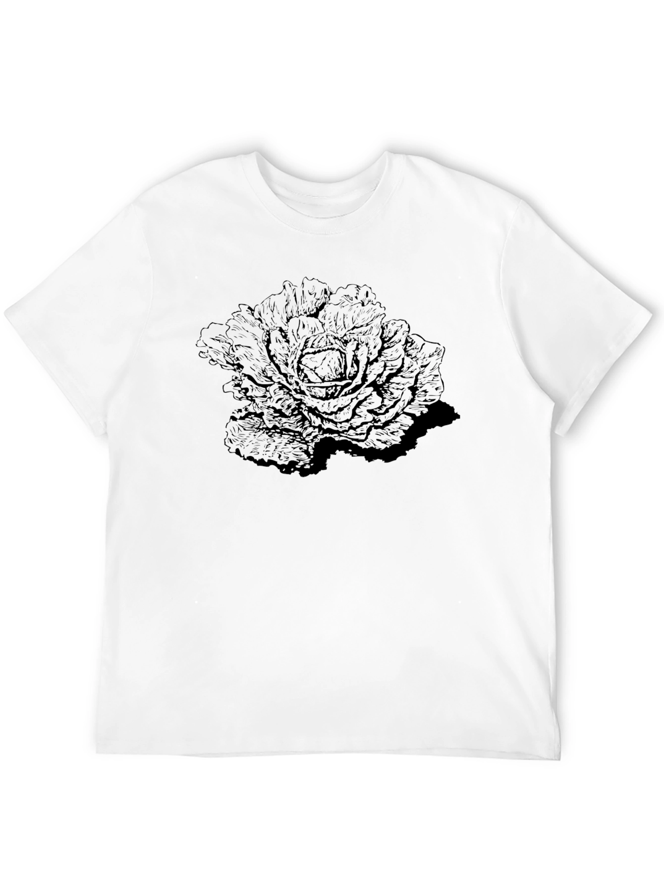 Unique Cabbage Graphic Black T-Shirt