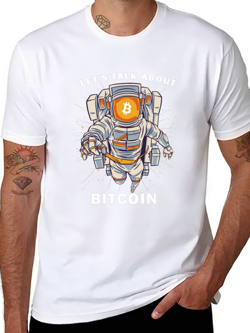 Bitcoin Astronaut Graphic T-Shirt - Crypto Space Tee