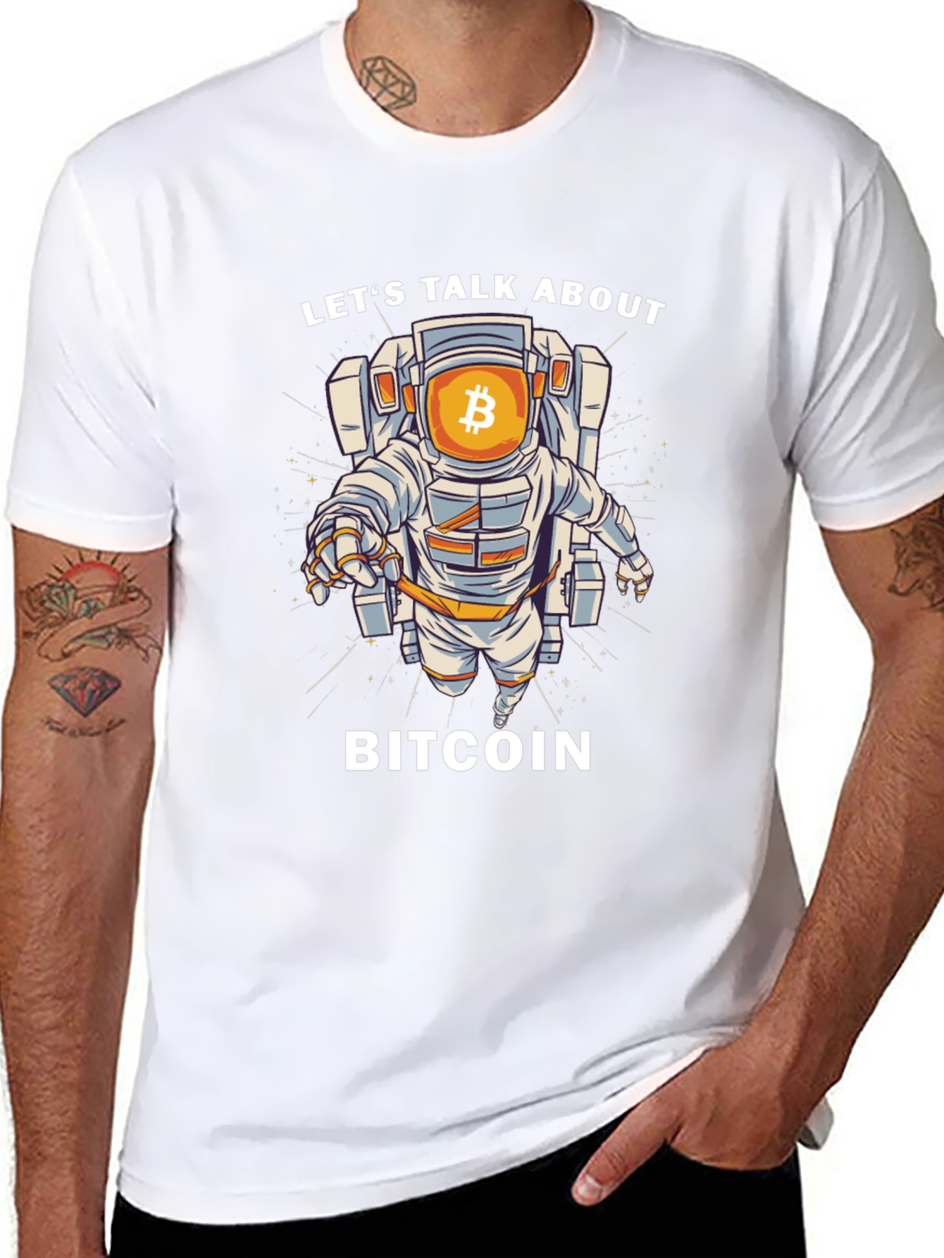 Bitcoin Astronaut Graphic T-Shirt - Crypto Space Tee