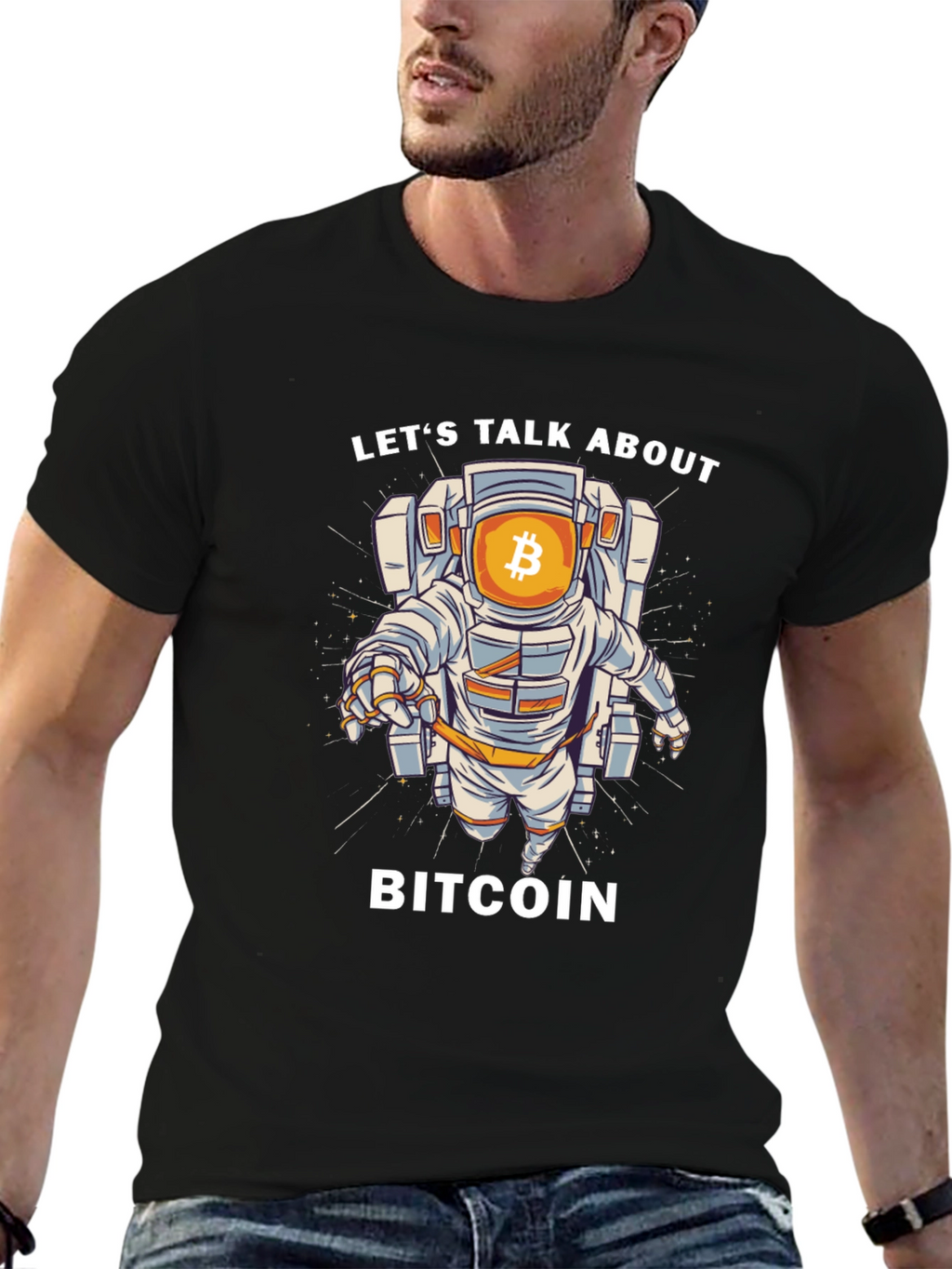 Bitcoin Astronaut Graphic T-Shirt - Crypto Space Tee
