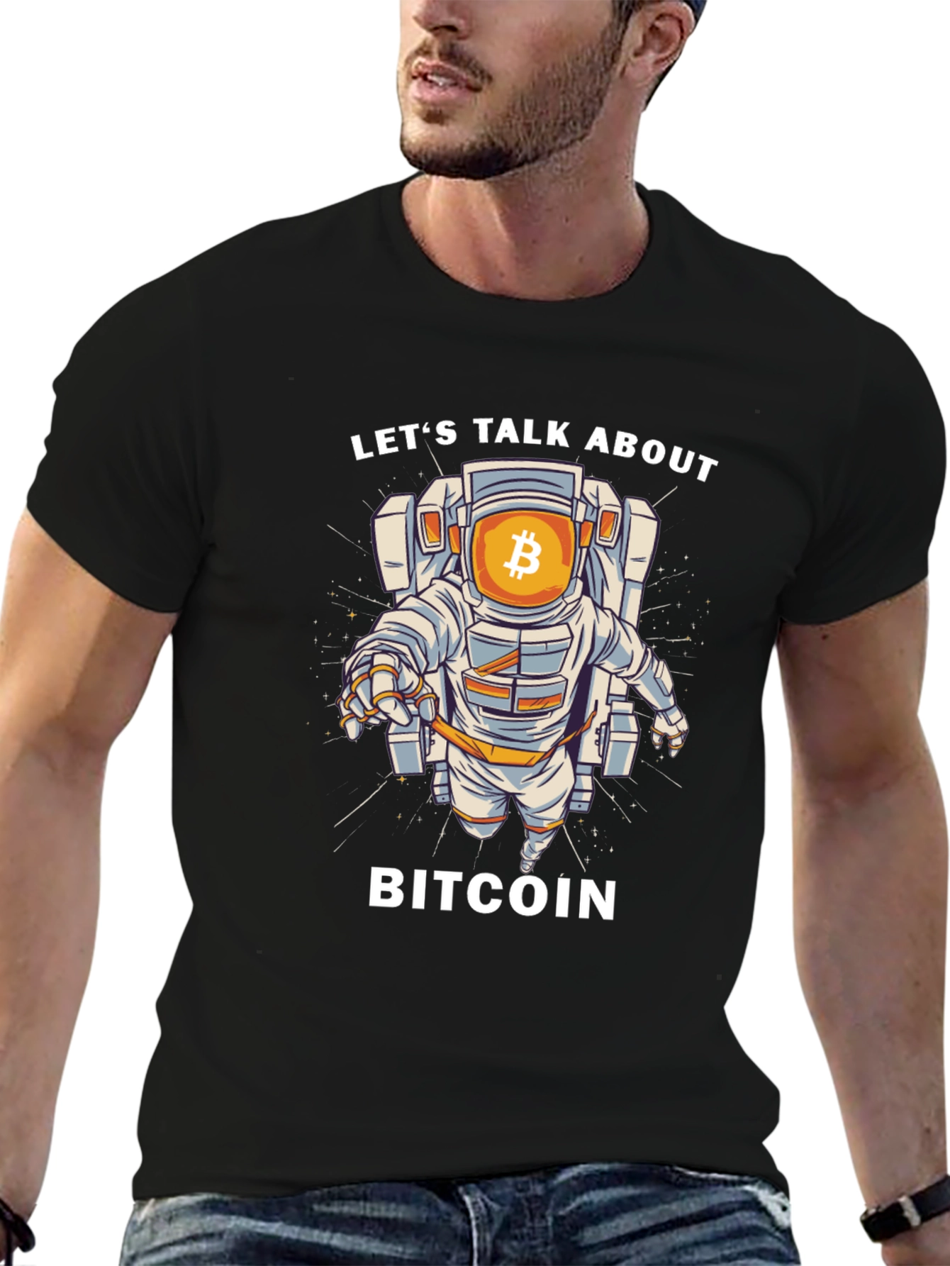 Bitcoin Astronaut Graphic T-Shirt - Crypto Space Tee