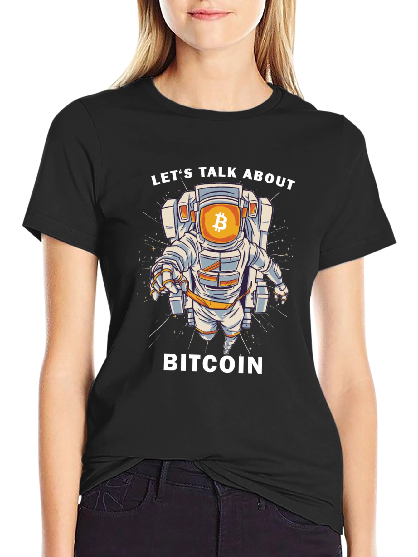 Bitcoin Astronaut Graphic T-Shirt - Crypto Space Tee