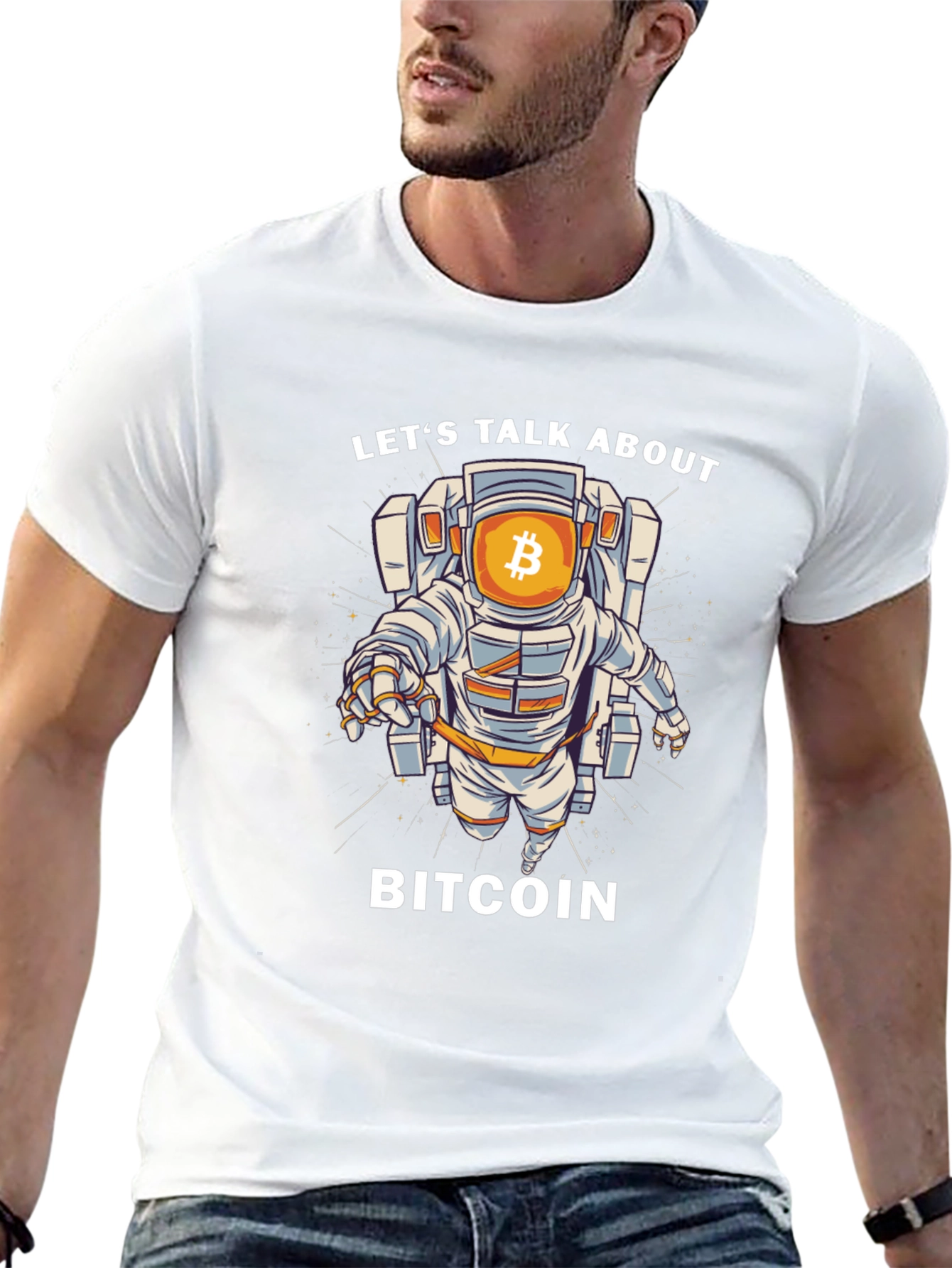 Bitcoin Astronaut Graphic T-Shirt - Crypto Space Tee