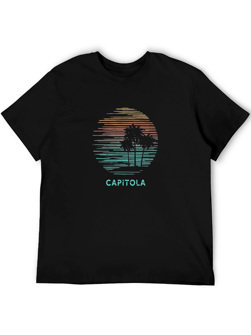 Capitola Palm Tree Sunset Black Graphic Tee