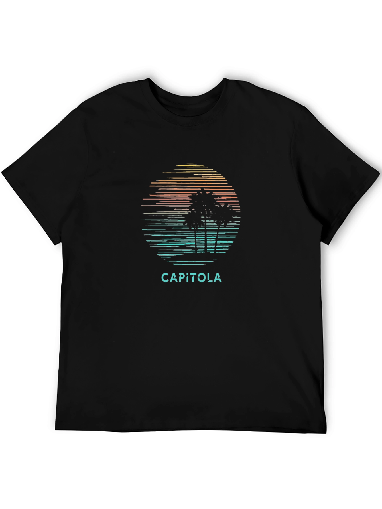 Capitola Palm Tree Sunset Black Graphic Tee