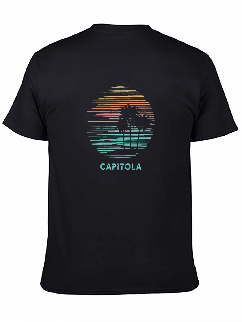 Capitola Palm Tree Sunset Black Graphic Tee