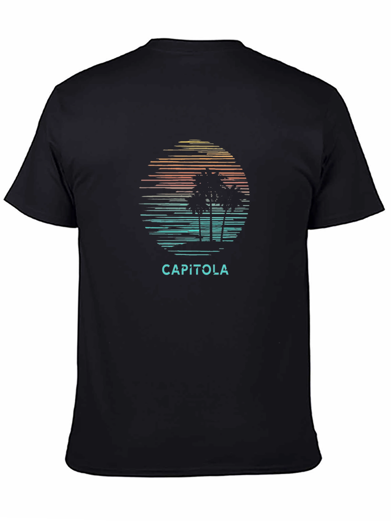 Capitola Palm Tree Sunset Black Graphic Tee