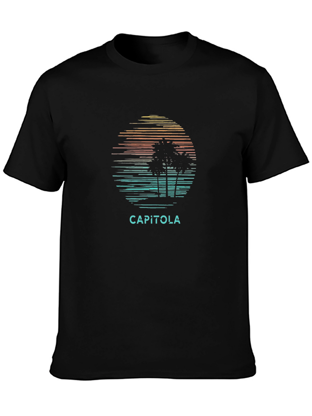 Capitola Palm Tree Sunset Black Graphic Tee