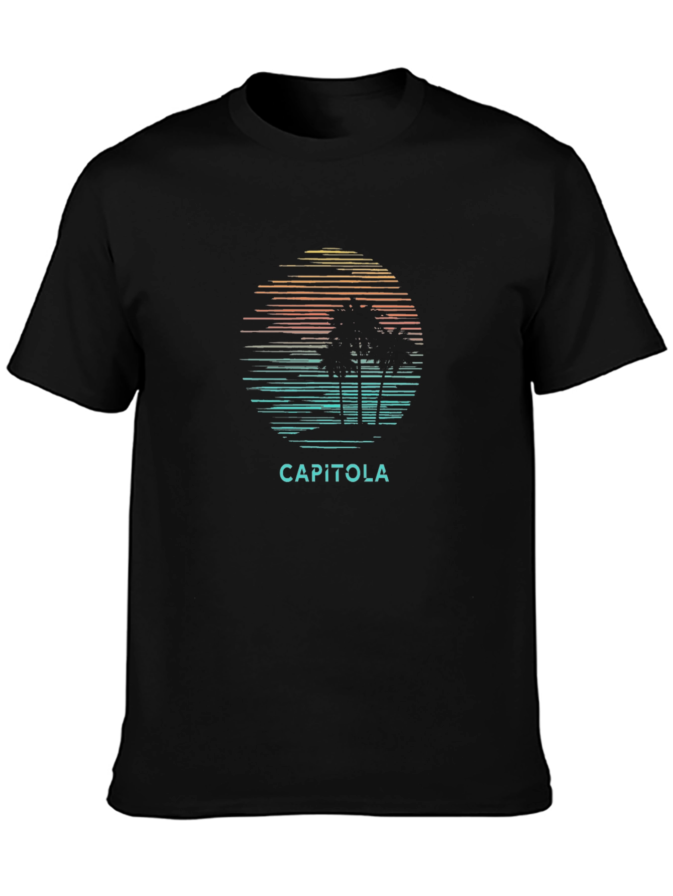 Capitola Palm Tree Sunset Black Graphic Tee