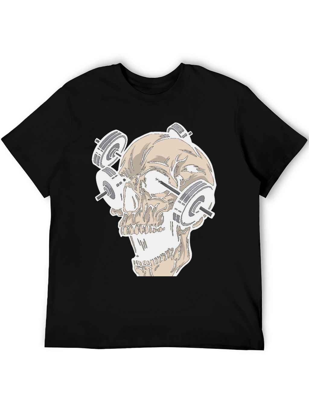 Weightlifting Skull Graphic Tee - Black
