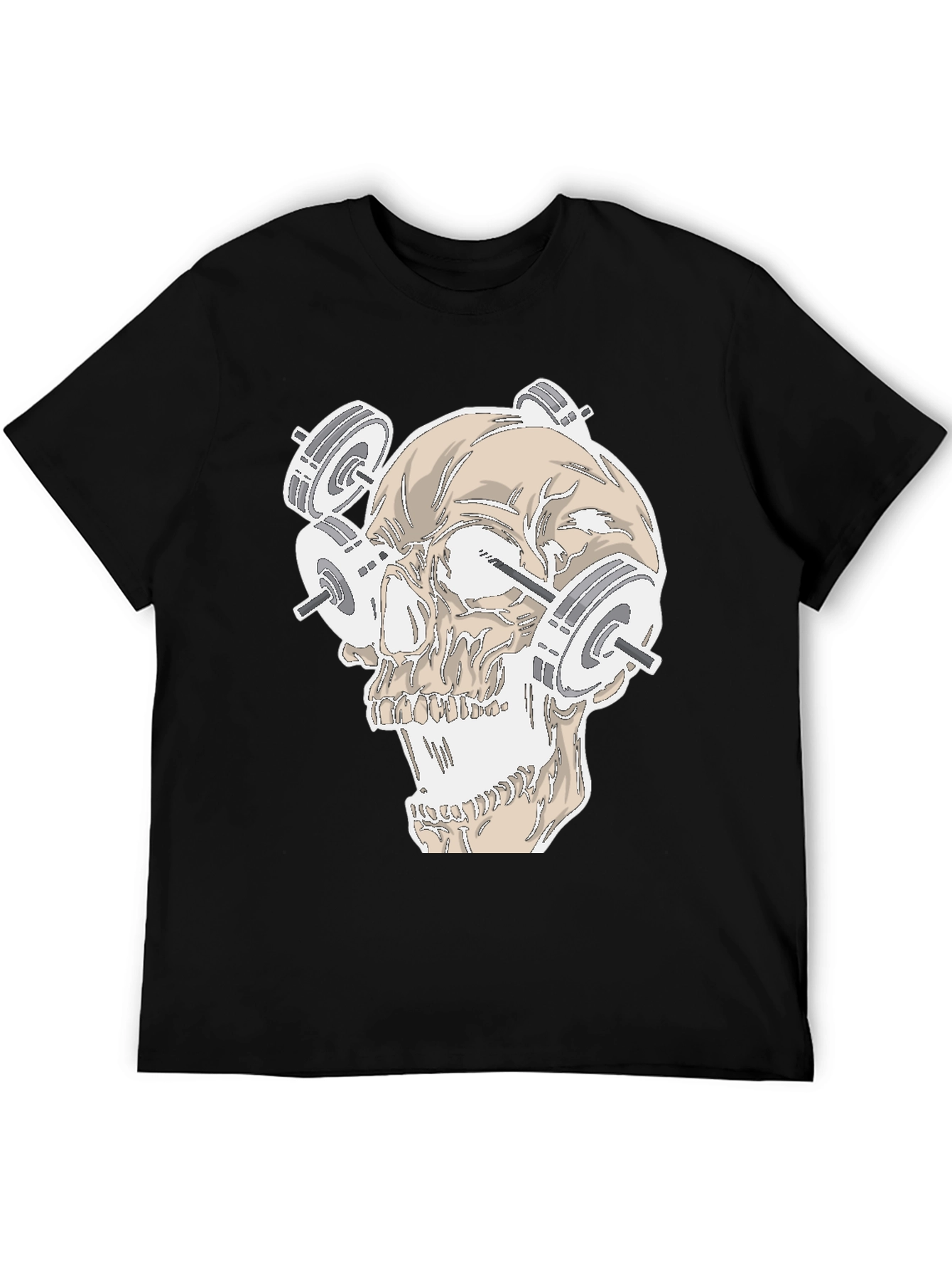Weightlifting Skull Graphic Tee - Black