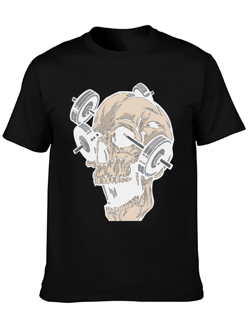 Weightlifting Skull Graphic Tee - Black