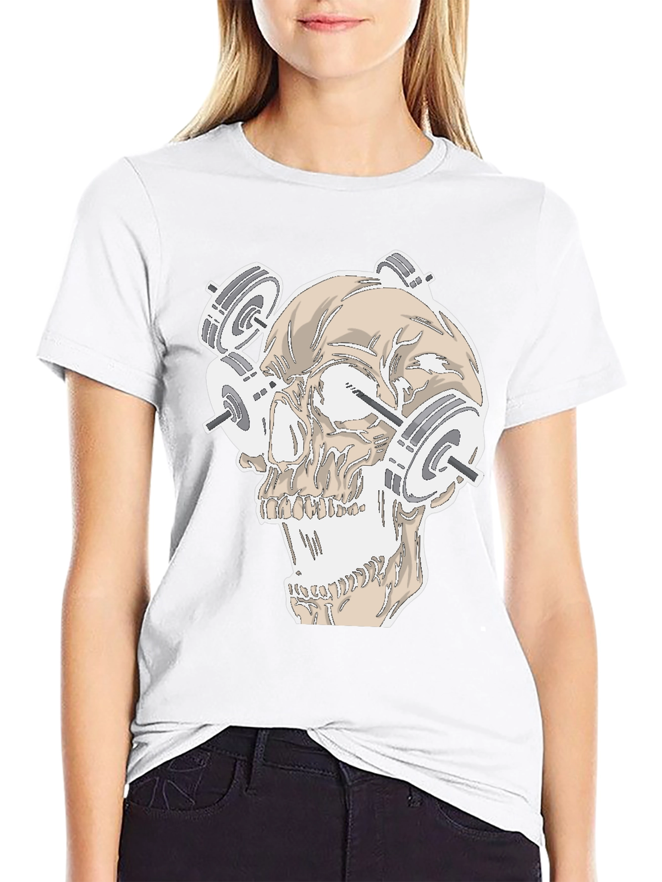 Weightlifting Skull Graphic Tee - Black
