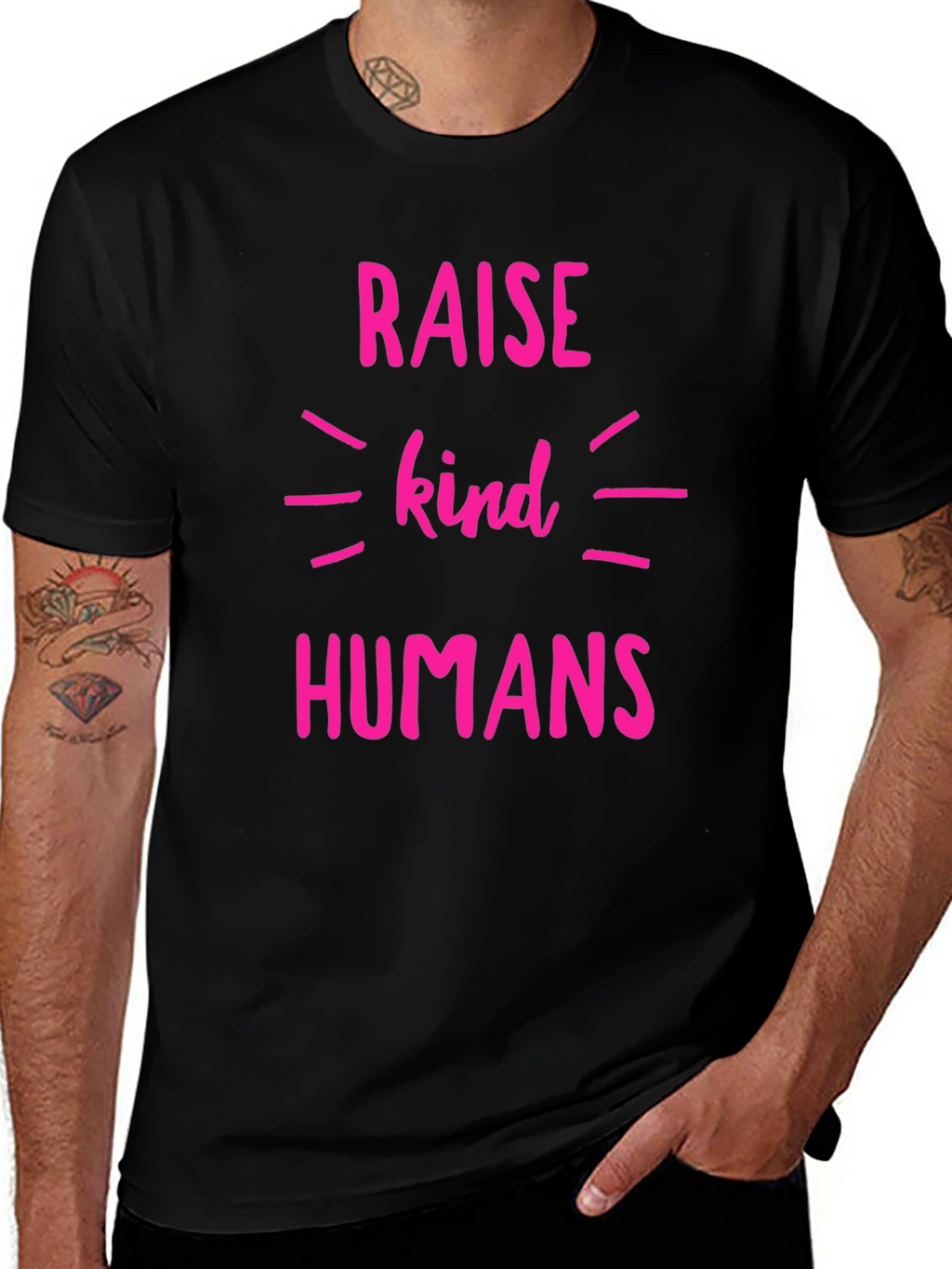 Raise Kind Humans T-Shirt - Black Crew Neck Tee