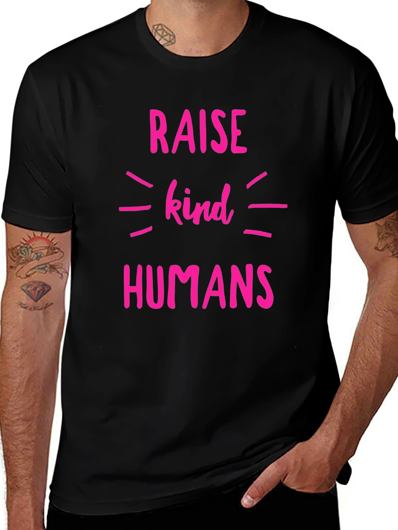 Raise Kind Humans T-Shirt - Black Crew Neck Tee