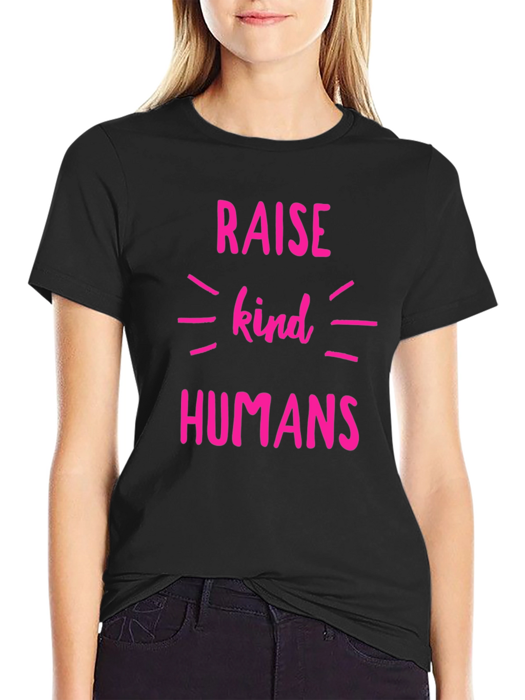Raise Kind Humans T-Shirt - Black Crew Neck Tee