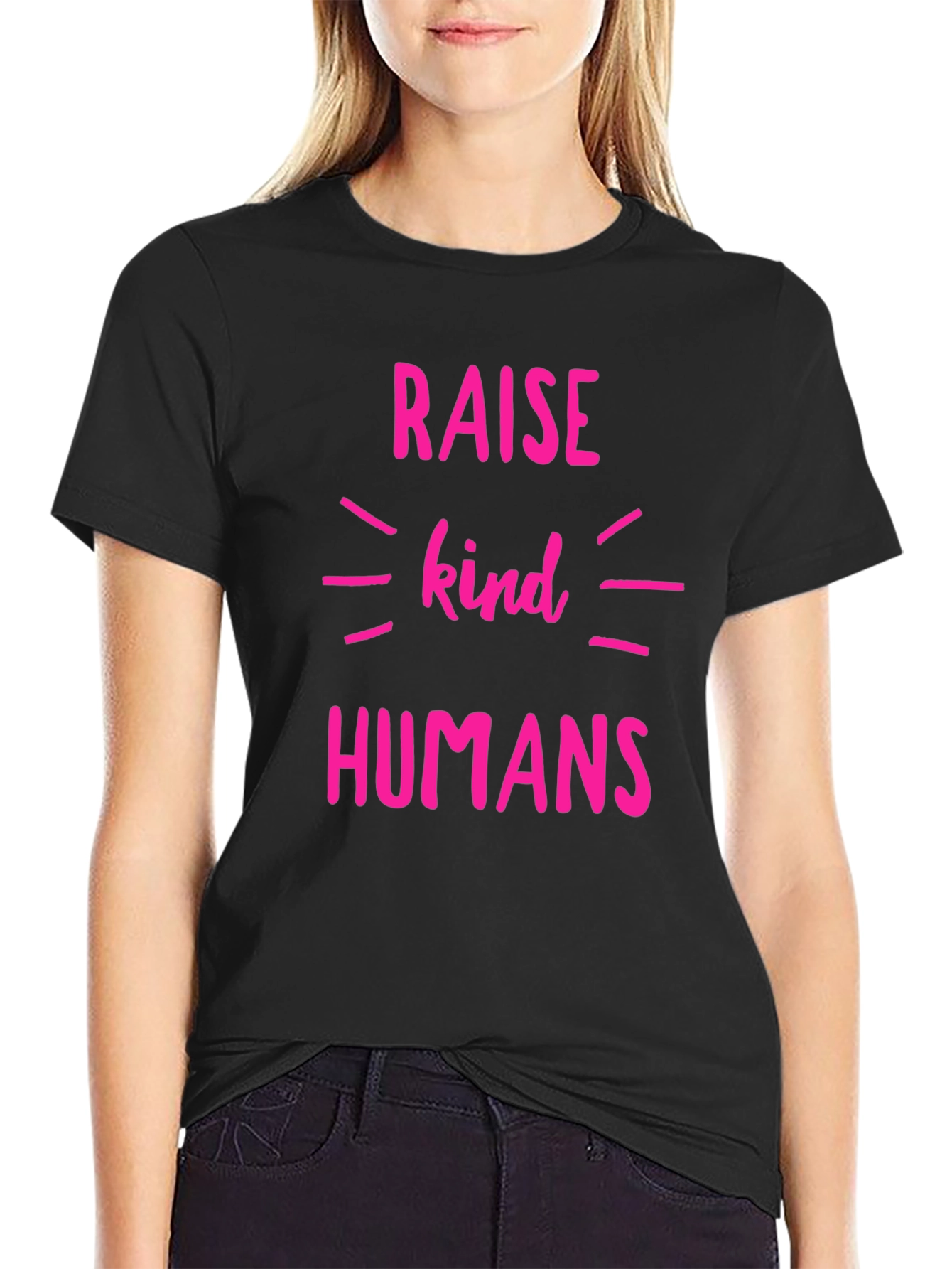 Raise Kind Humans T-Shirt - Black Crew Neck Tee