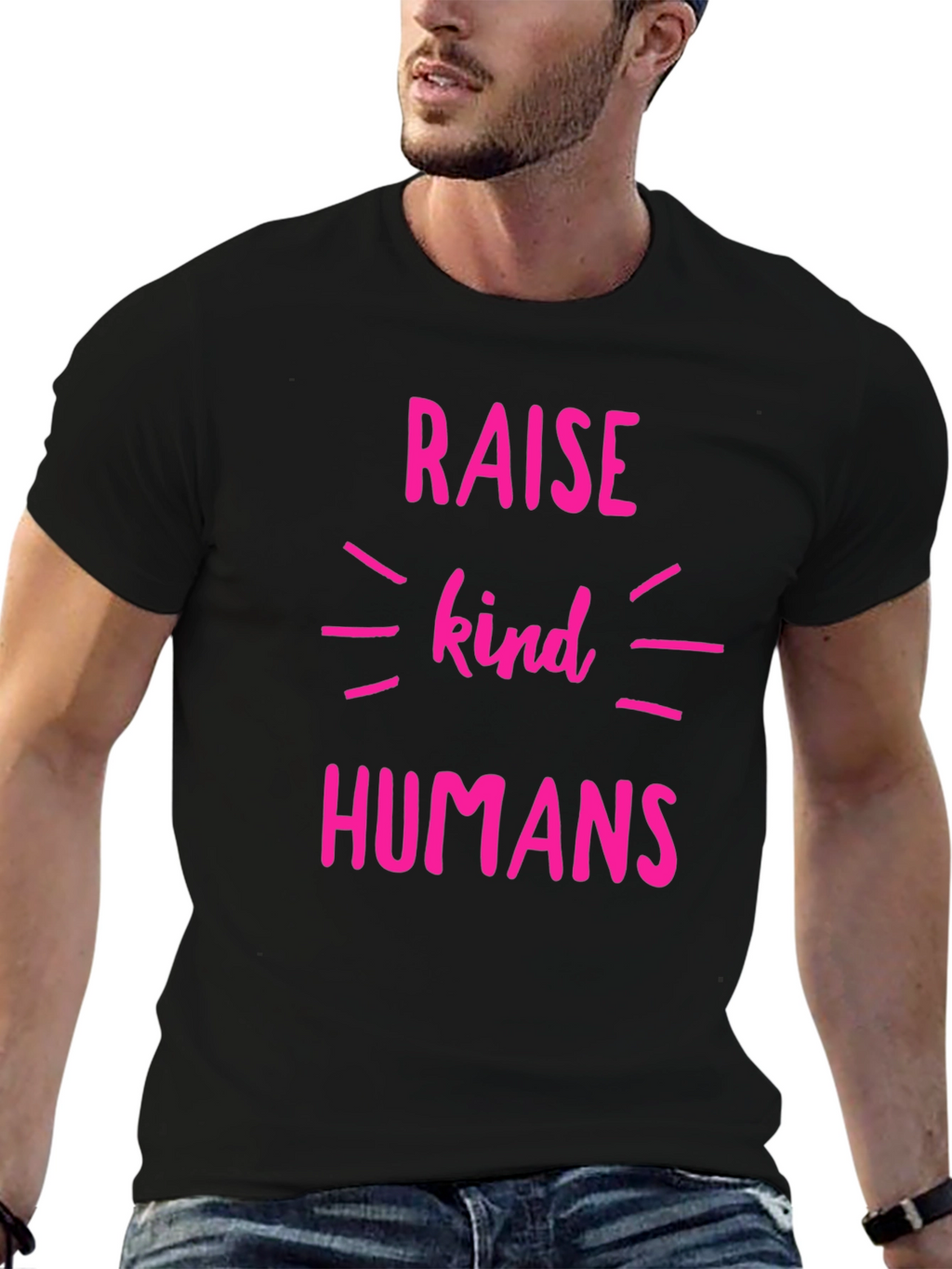 Raise Kind Humans T-Shirt - Black Crew Neck Tee