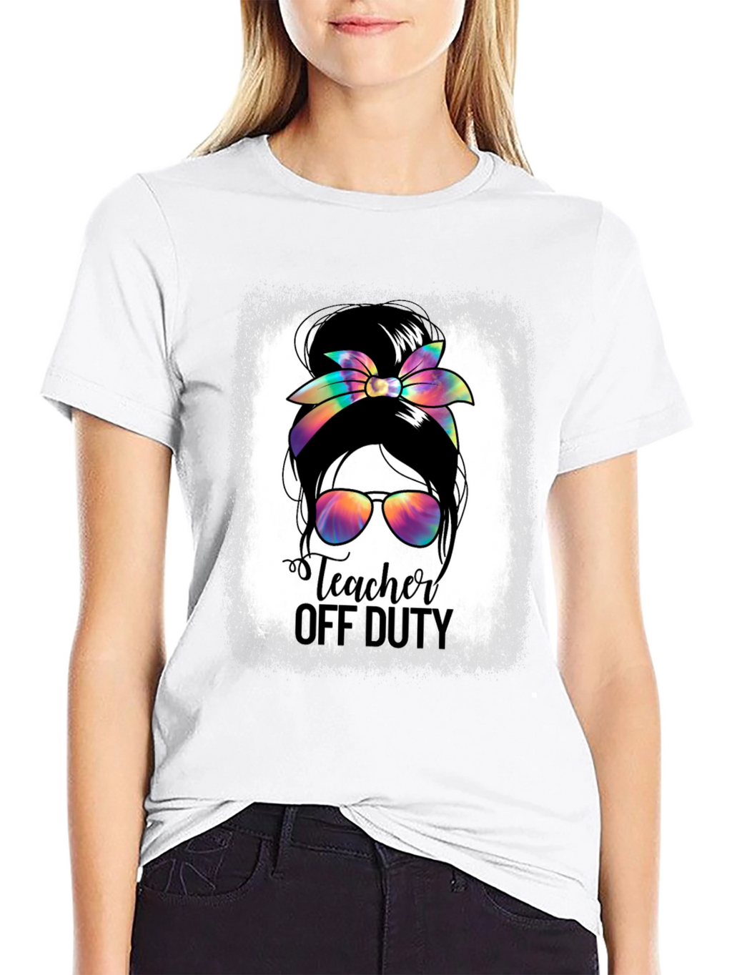 Teacher Off Duty Messy Bun T-Shirt
