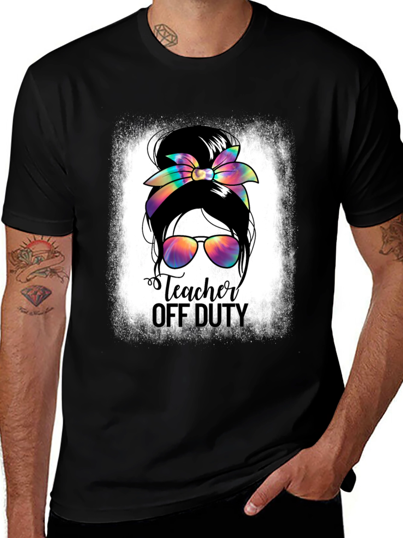 Teacher Off Duty Messy Bun T-Shirt