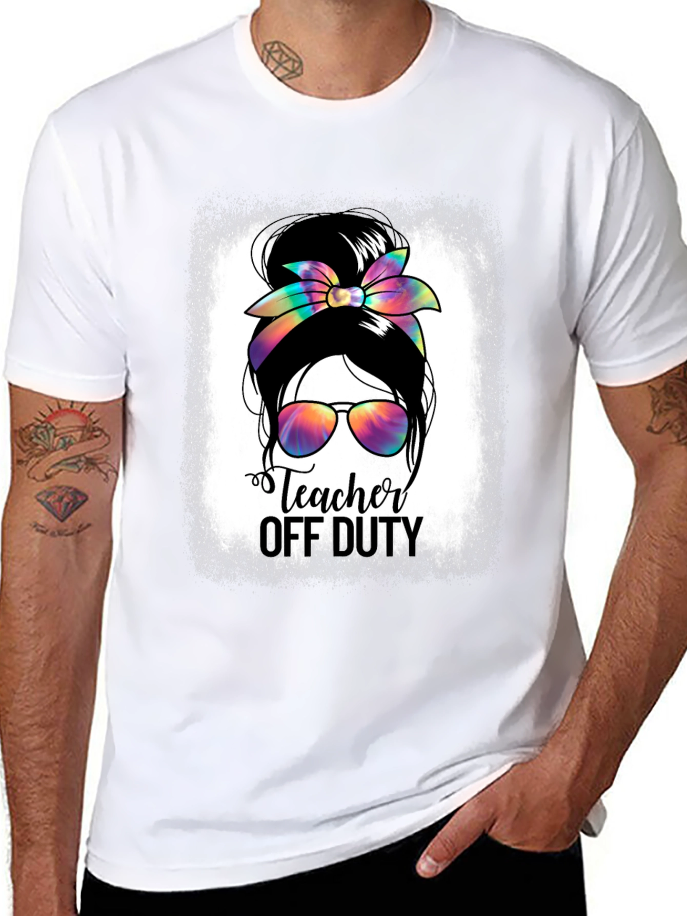 Teacher Off Duty Messy Bun T-Shirt