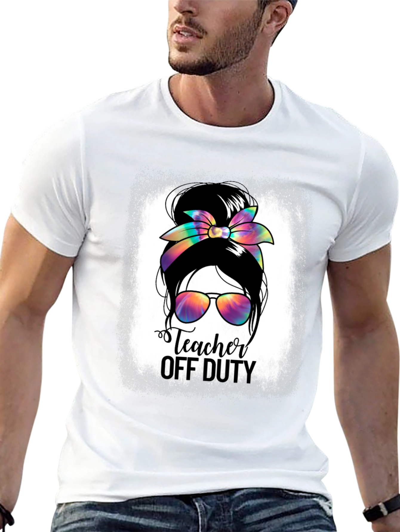 Teacher Off Duty Messy Bun T-Shirt
