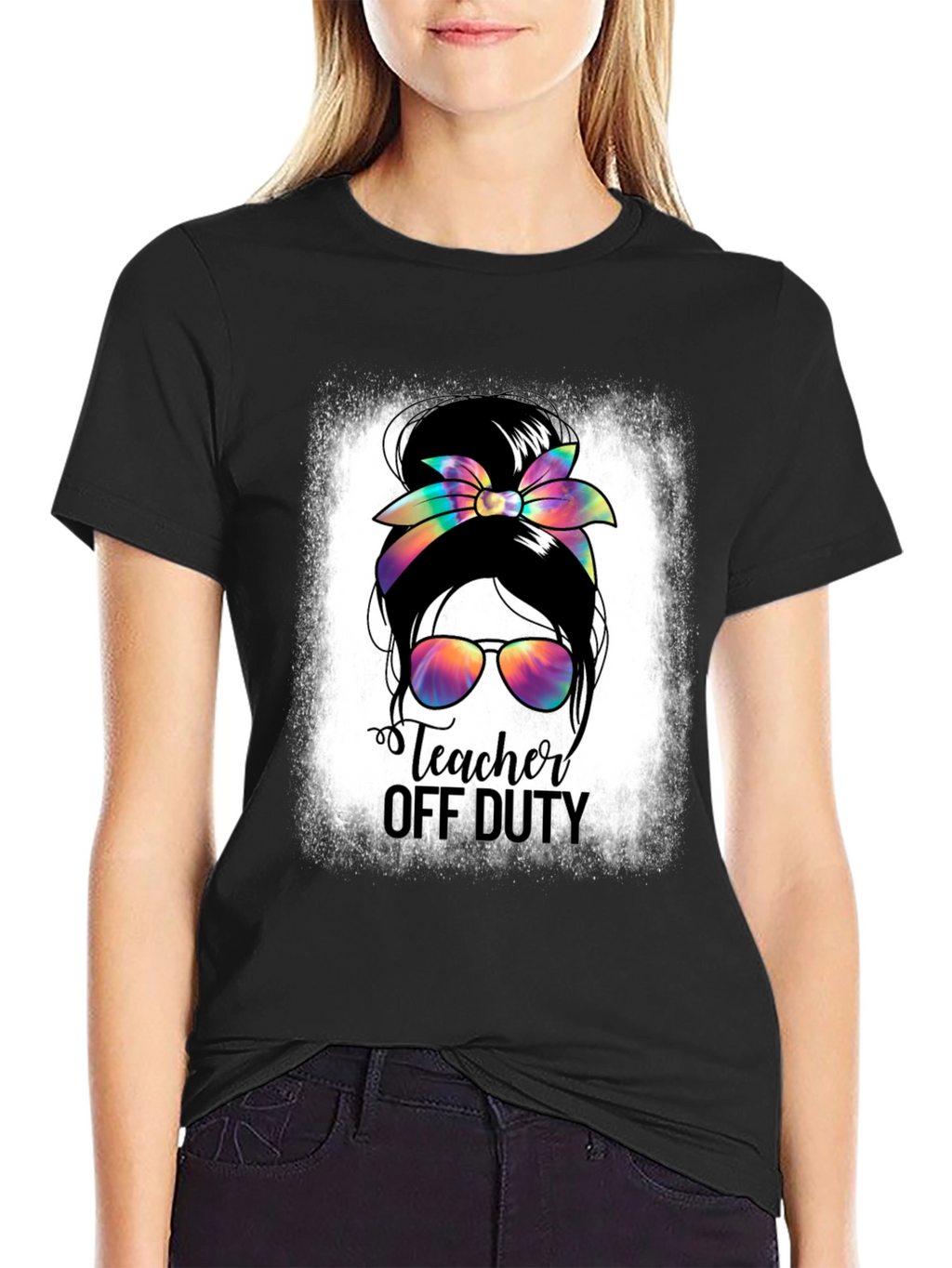 Teacher Off Duty Messy Bun T-Shirt