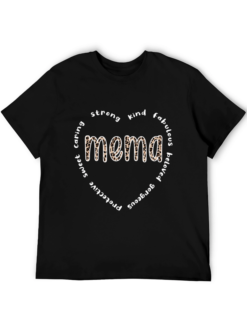 Mema Leopard Print Heart T-Shirt