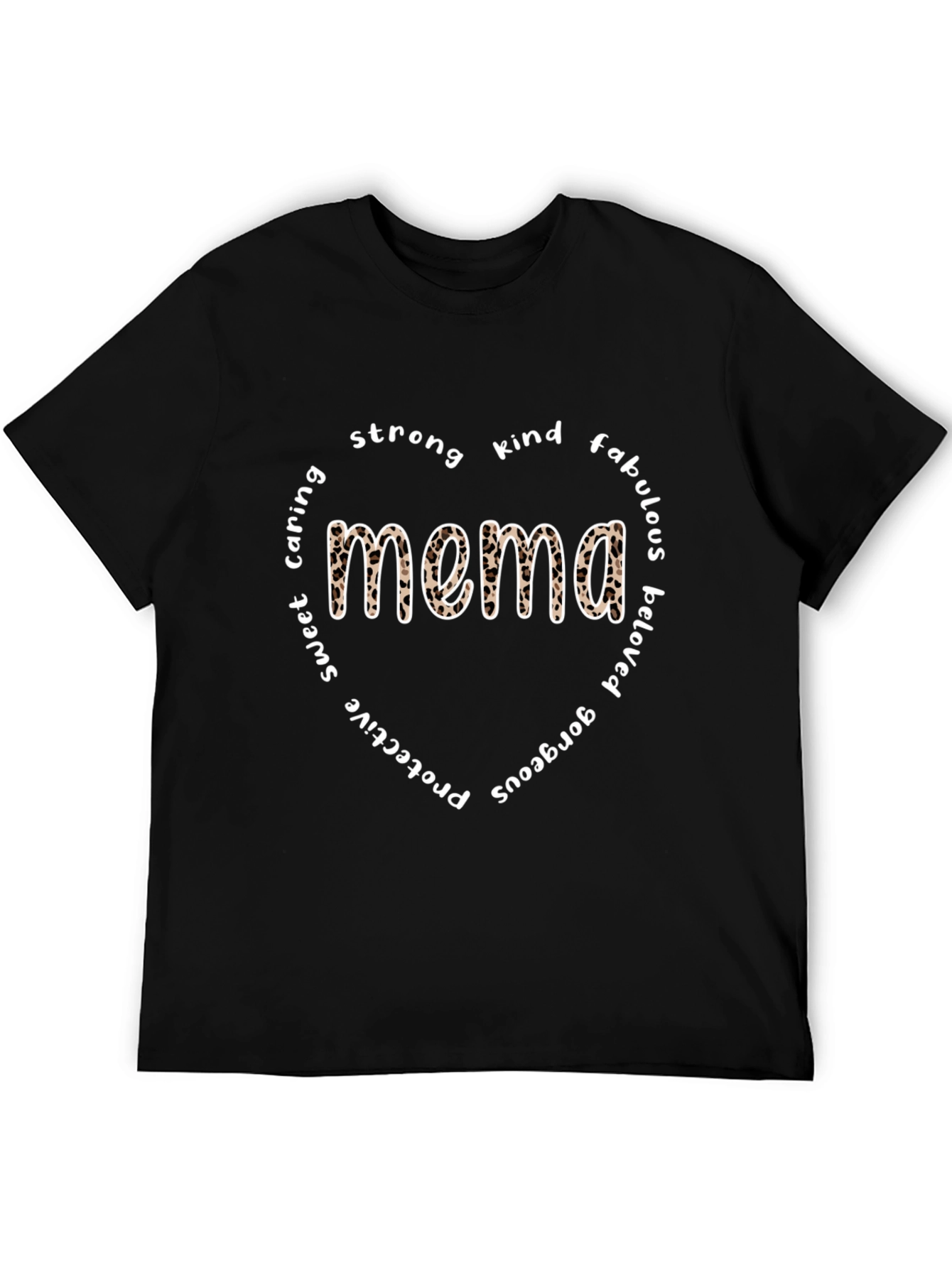 Mema Leopard Print Heart T-Shirt